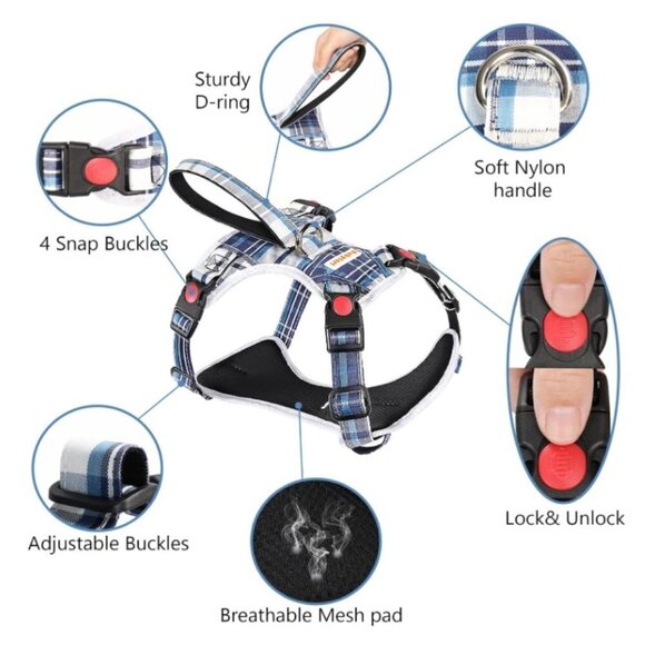 No Pull Dog Harness with Leash & Collar, Adjustable Dog Vest Harness Reflective - Picture 8 of 9